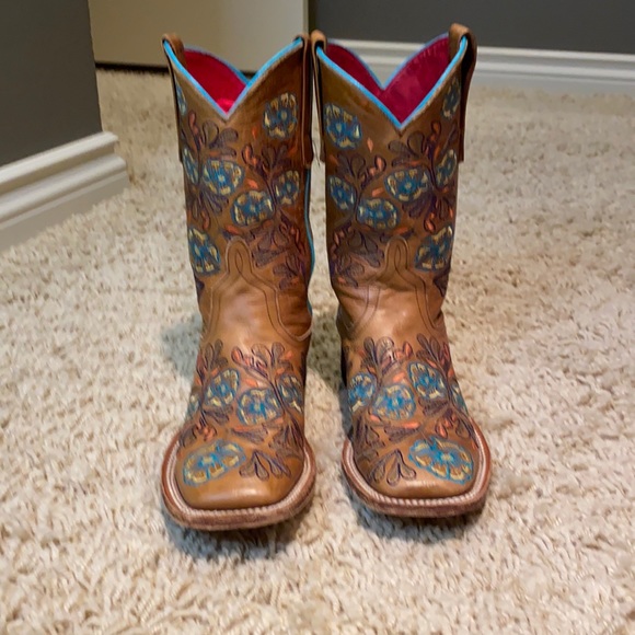 Macie Bean Western Cowboy Boots Turquoise Trim - Picture 2 of 13